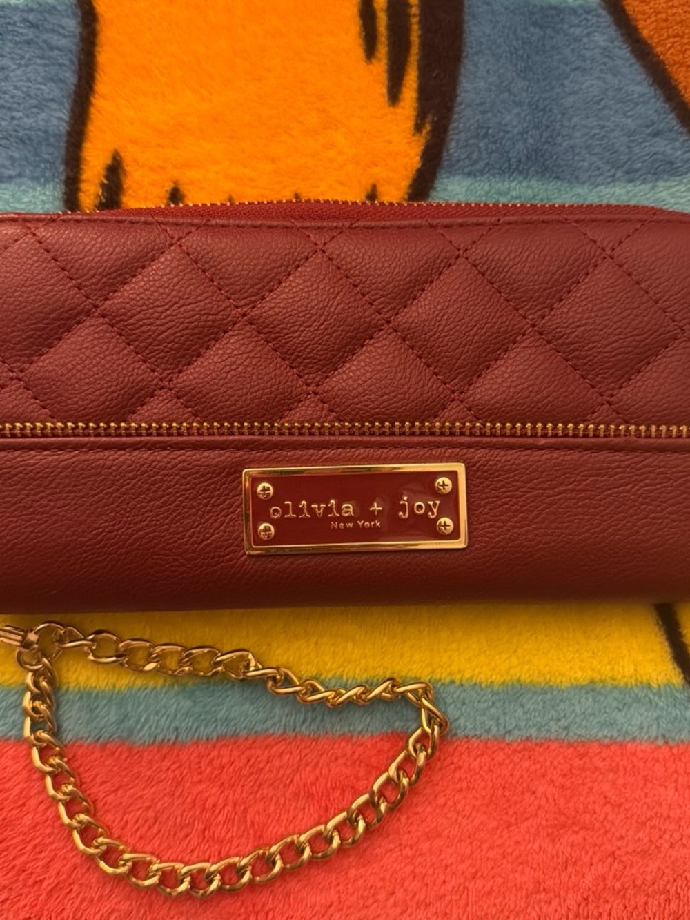 Olivia + Joy Quilted Wine Clutch with Gold Chain